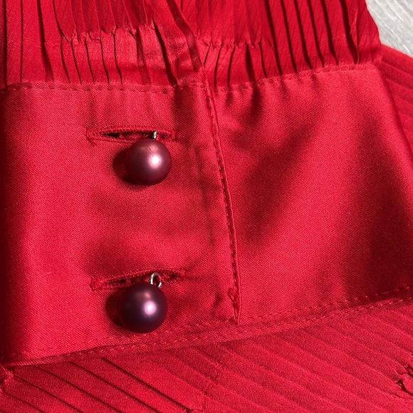 Red Silky Textured Long Sleeve Button Shirt - Picture 9 of 16